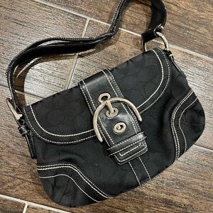 Coach Black Shoulder Bag with Buckle Detail